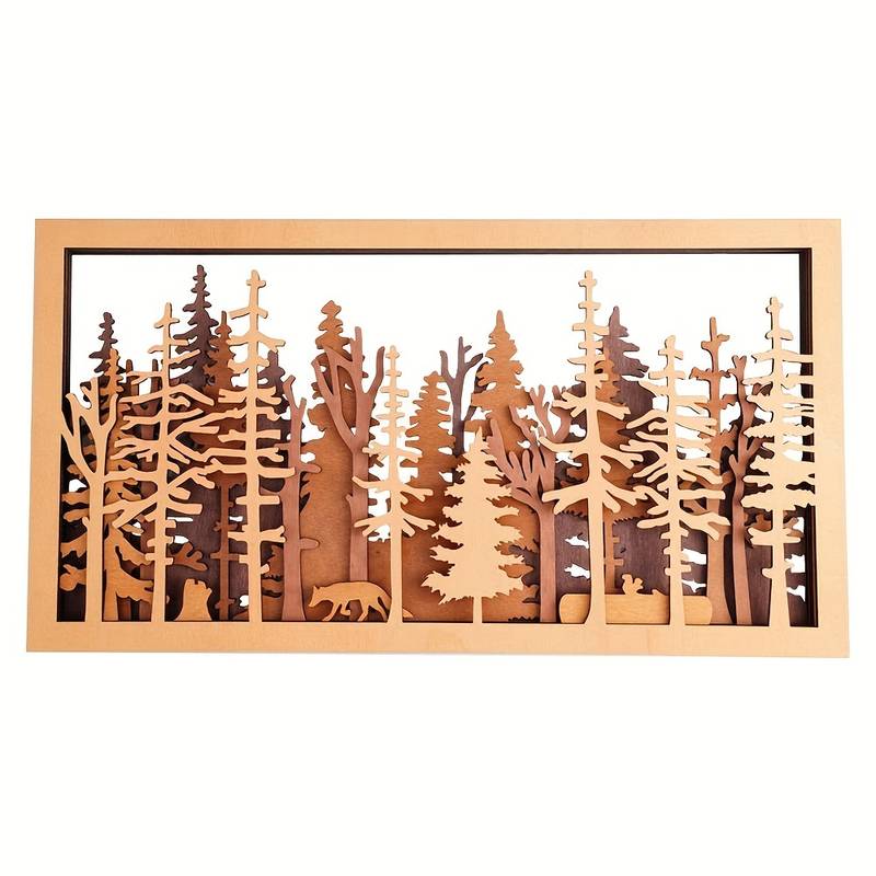 Décoration Murale en Bois Sculpté "Forêt Enchantée"