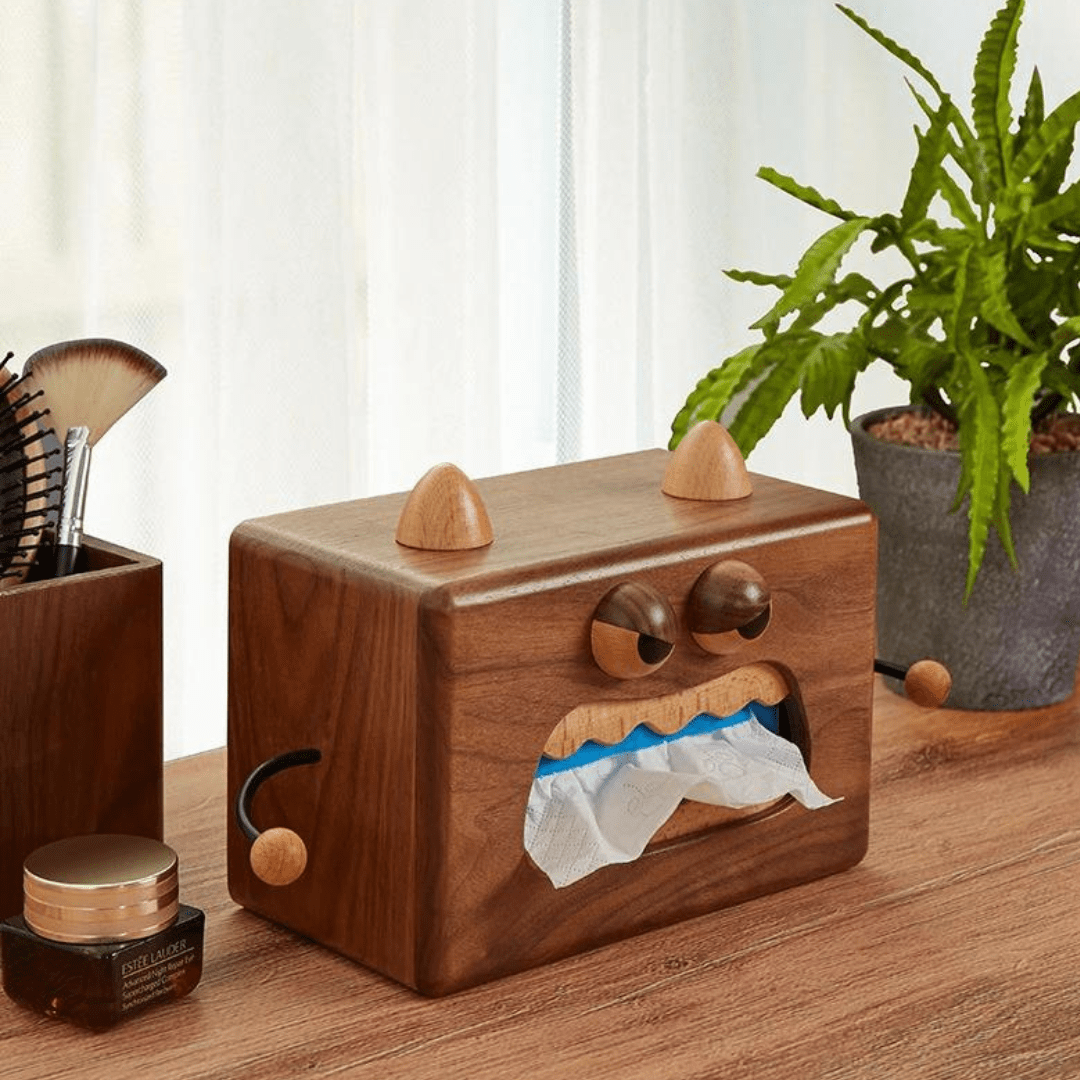 Boîte à Mouchoirs Monstre Originale en Bois Massif