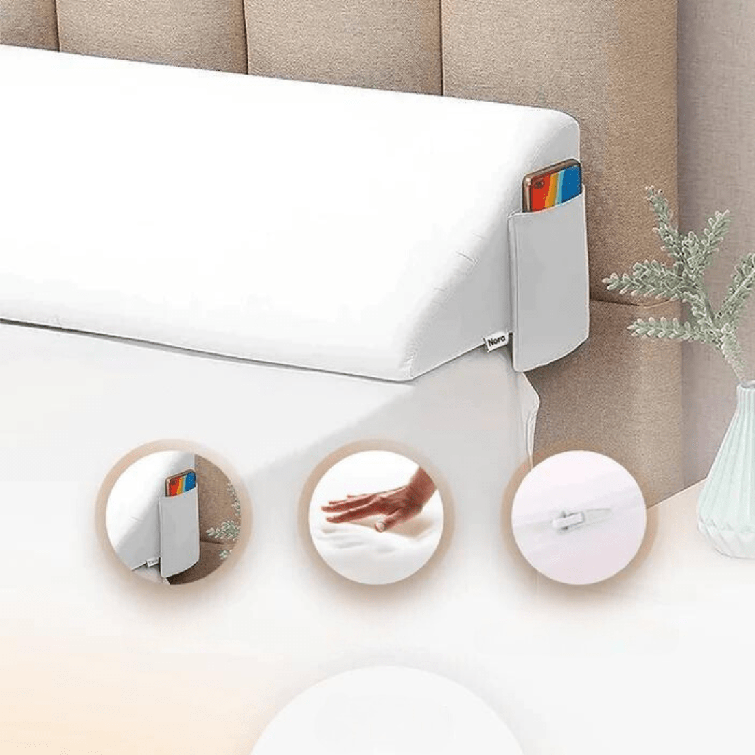 Oreiller Long Compensé pour Tête de Lit Pratique et Confortable