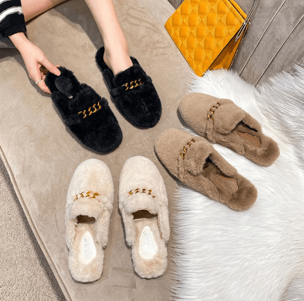Pantoufles en fourrure Ultra-confort pour Femme