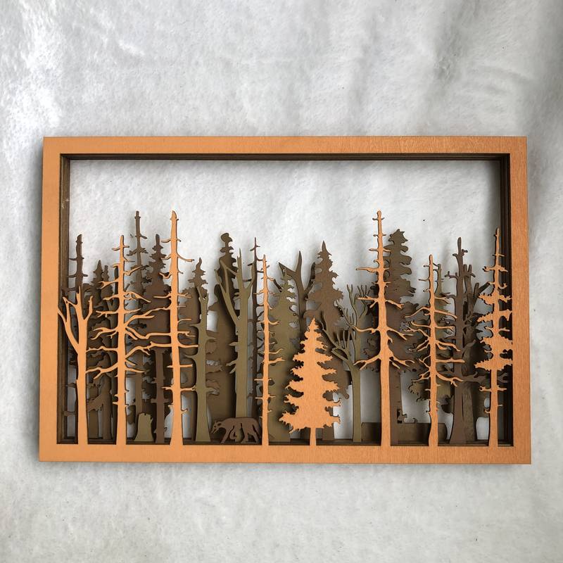 Décoration Murale en Bois Sculpté "Forêt Enchantée"