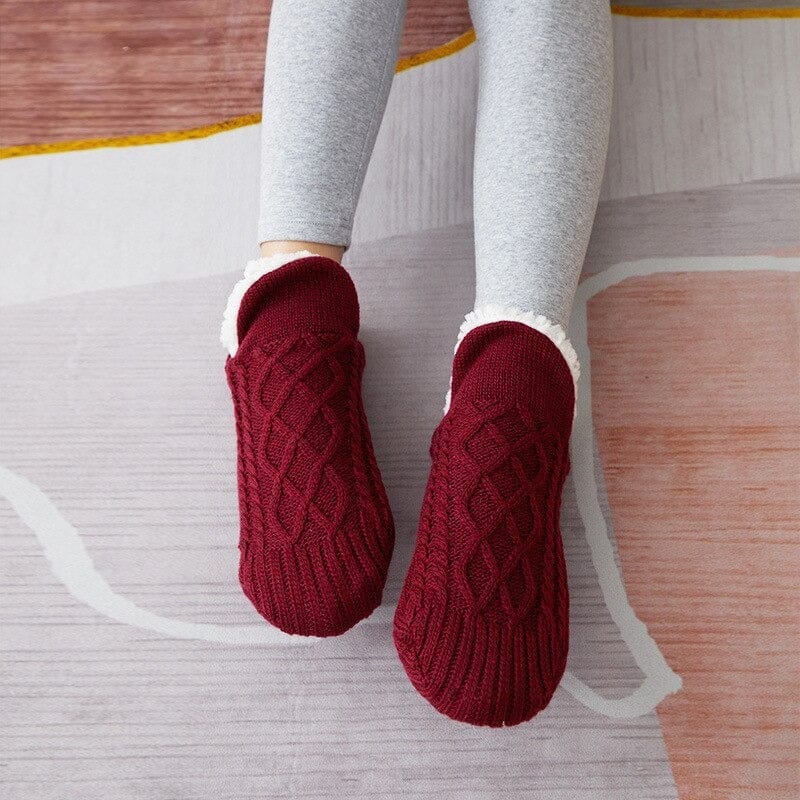 Pantoufles d'hiver en peluche réchauffante