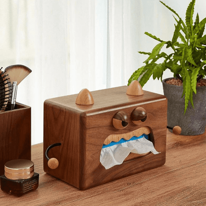 Boîte à Mouchoirs Monstre Originale en Bois Massif