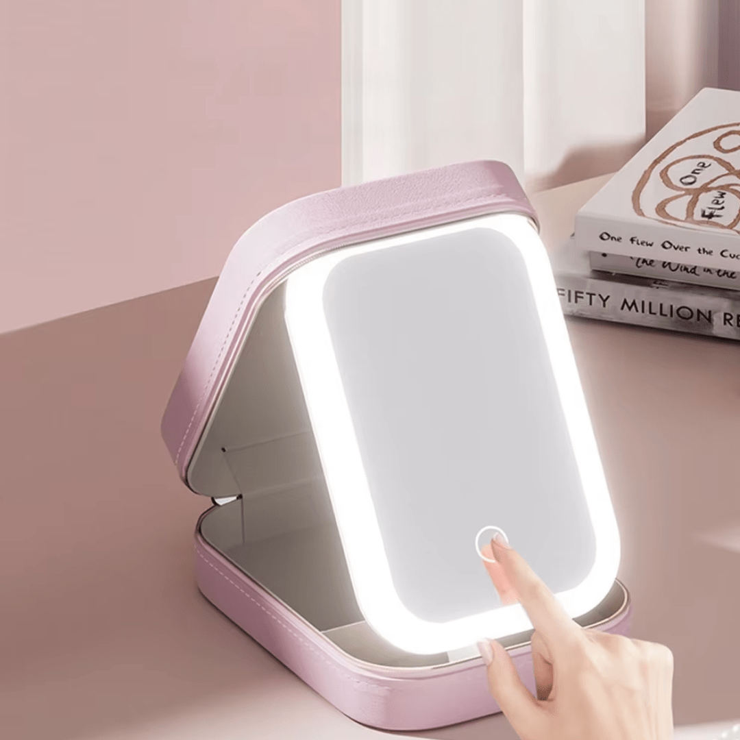 Boîte de Rangement Maquillage avec Miroir LED Intégré