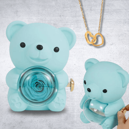 Ours en Rose Éternelle avec Collier Caché
