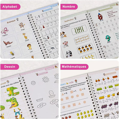 Pack de 4 Cahiers d'Apprentissage 3D Interactif (+Stylos Magiques Offerts)