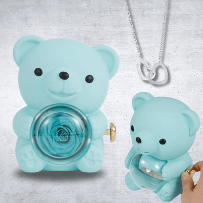 Ours en Rose Éternelle avec Collier Caché