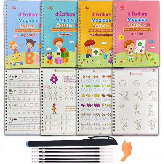Pack de 4 Cahiers d'Apprentissage 3D Interactif (+Stylos Magiques Offerts)