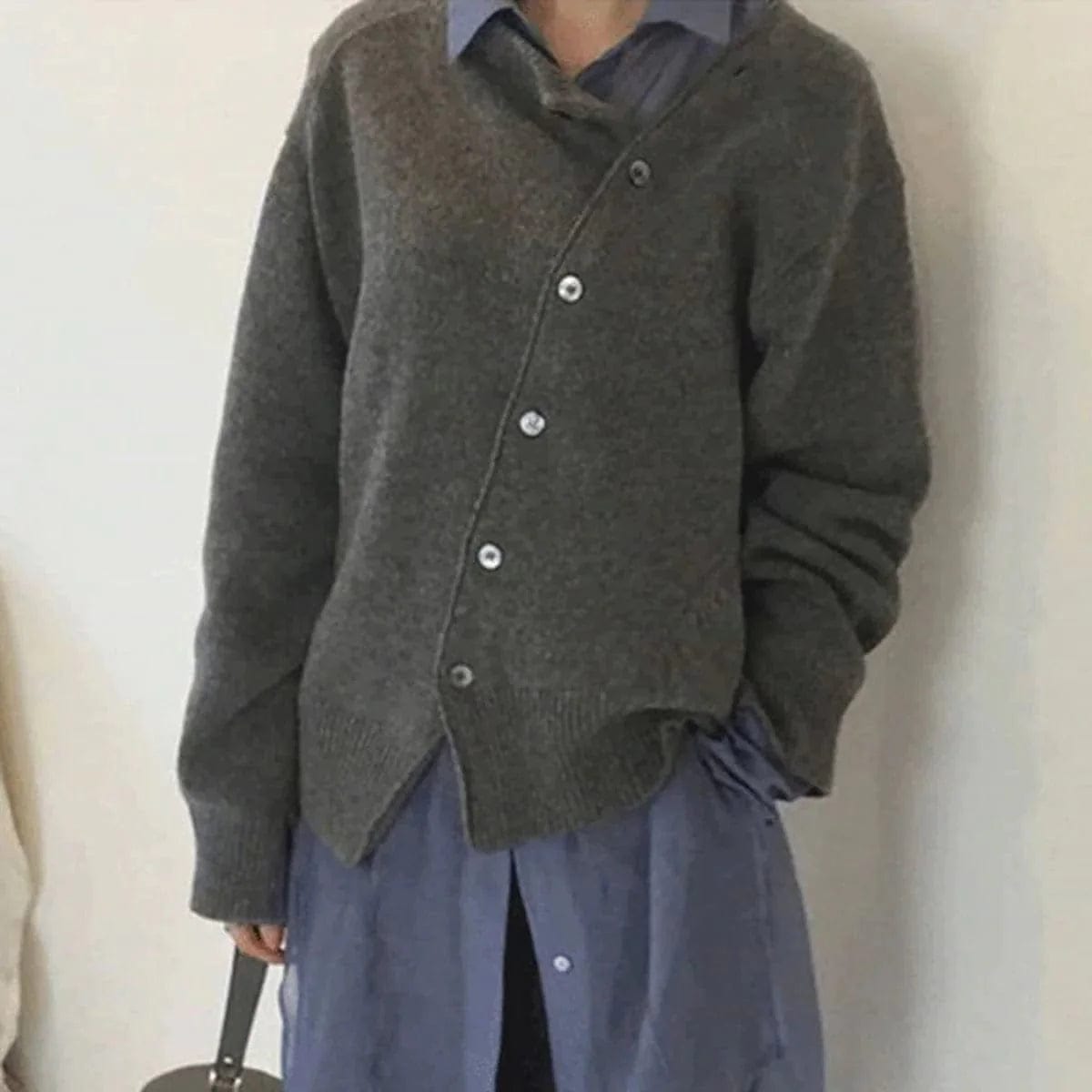 Cozy Elegant Asymmetric Closure Cardigan
