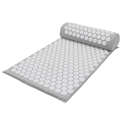 Perigym Gris ACUPERI™️ - Tapis de Massage Acupression Relaxant + Coussin Offert